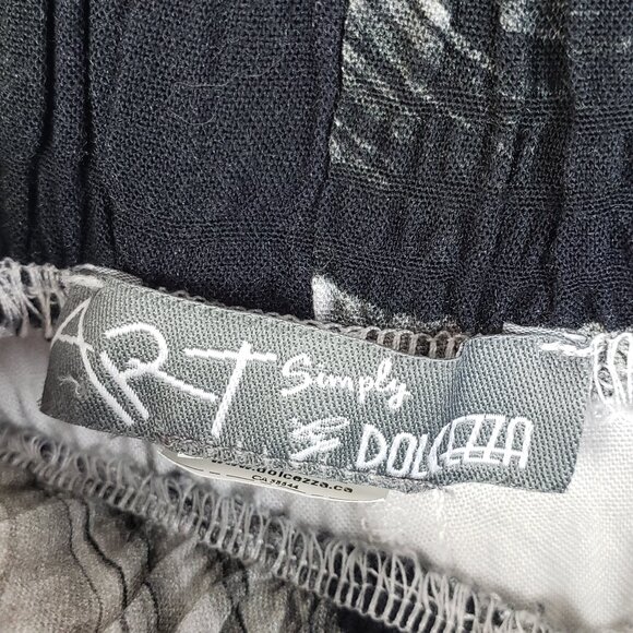 Dolcezza Pants Wide Leg Abstract Poetry in Black & White size L Lagenlook Artsy - Picture 3 of 12